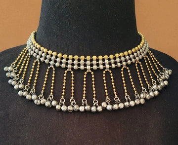 Designer Dual-Tone Silver & Gold-Plated Tassel Necklace